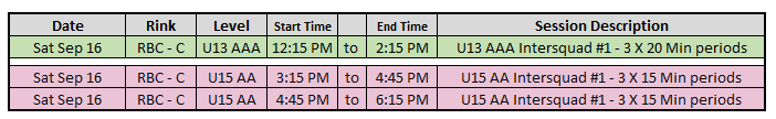 saturday schedule